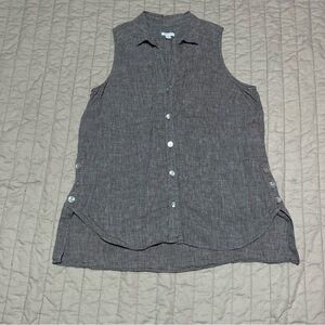 🌿🌺 WOMEN'S SIZE Medium J JILL LOVE Linen Taupe BUTTON BLOUSE 🌺🌿